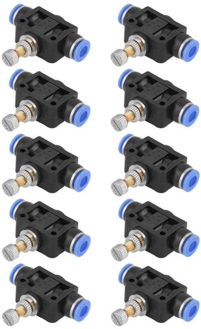 Dailygoods- Luchtstroomregelklep 10 stuks/set - Pneumatische Klep - Snelkoppeling - Aansluitdiameter 6 mm - Hittebestendig 0-60°C - Weersta spanning 0-1 MPa - Pneumatische Connector