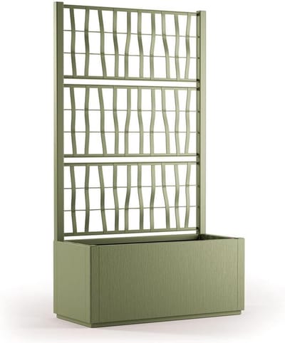 STEFANPLAST Bloembak/Plantenbak ETHICA rechthoekig 80 cm met klimrek - 80x36xh 140 cm - Groen