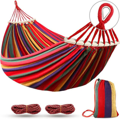 Hangmat 285 x 155 cm - Duurzame Campinghangmat met Spreidstangen en Hoge Draagkracht