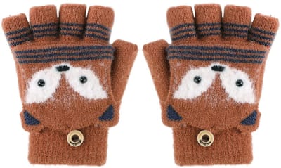 Dailygoods- Winterhandschoenen Kinderen - Vingerloze Wanten - Gebreid Materiaal - Pluche Voering - One Size - Warm en Koudebestendig - Handschoenen