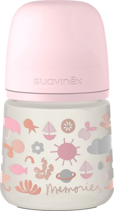 Suavinex Memories Slow Flow Roze 150ml Silicone Fles SXSMX1072298