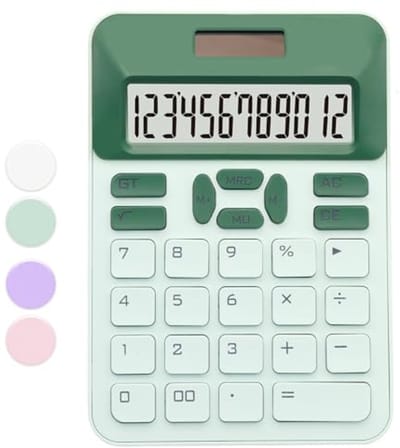Eenvoudige Kantoorcalculator met 12-Cijferig LCD-Scherm - Groene Rekenmachine voor Thuis, School en Kantoor