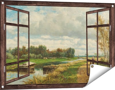 Gards Tuinposter Doorkijk Landschap in de Omgeving van Den Haag - Willem Roelofs - 90x60 cm - Tuindoek - Tuindecoratie - Wanddecoratie buiten - Tuinschilderij