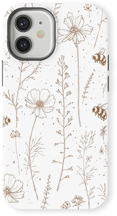 Bloemen Design Hoesje geschikt voor iPhone 12 Mini | Flower Print Tough Case met Mag | Shockproof | Bloemen Motief Backcover geschikt voor iPhone 12 Mini Meadow Sketch