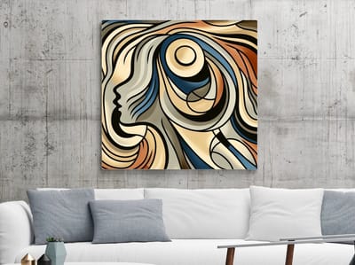 Abstract vrouw schilderij | Vrouwenpracht in de vorm van abstracte kunst, een meesterwerk | Kunst - 80x80 centimeter op Forex | Foto op Forex
