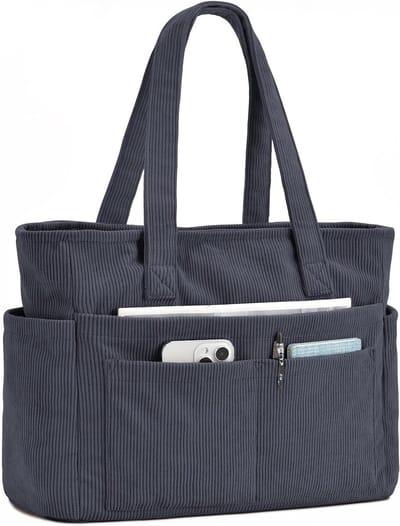 Corduroy Shopper met Laptopvak - Grote Opvouwbare Handtas