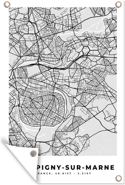 Muurdecoratie Champigny-sur-Marne - Plattegrond - Frankrijk - Kaart - Stadskaart - 120x180 cm - Tuinposter - Tuindoek