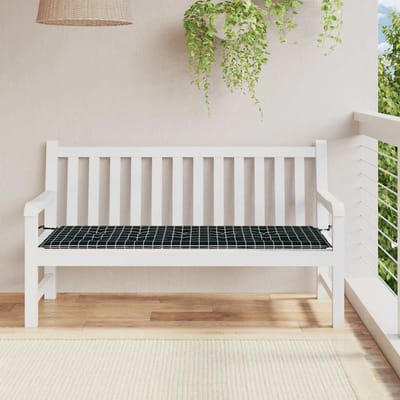 vidaXL - Tuinbankkussen - ruitpatroon - 150x50x3 - cm - oxford - stof - zwart