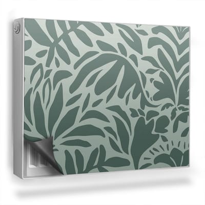 Wallfluent Magnetische Radiatorfolie - Magnetische Radiatorfolie Bescherming - 80x60 cm - Vormen Van Bladeren En Planten In Gedempte Groentinten - Radiatorfolie -40 Tot 60°C - Groente Bloemen Radiatorbeschermer Magnetisch