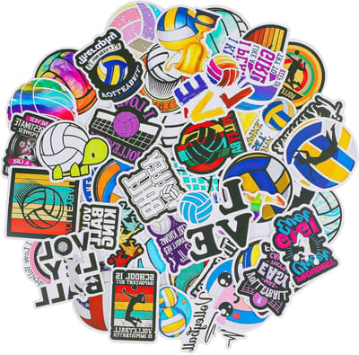 50 Stuks Volleyball Stickers, Leuke Cadeaus voor Volleybal Fans, Waterdichte Vinyl Stickers voor Laptop, Skateboard en Bagage