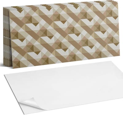 Coloray Plaktegels - Geometrie in aardtinten Wandtegel Zelfklevend - 60 cm x 30 cm - Beige Plaktegels - 6 stuks - Rechthoek PVC Tegels - Plaktegels Keuken - Zelfklevende Vloertegels Badkamer - Vinyl Tegels Zelfklevend - Zelfklevende Wandtegels