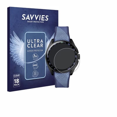 Savvies - Screenprotector voor TAG Heuer Connected Calibre E5 X (40 mm) - Folie Beschermfolie transparant 18 Stuks