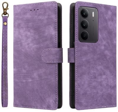 Coverup Hoesje - Geschikt voor Realme 14x 5G / C75 Hoesje - Coverup Book Case met Koord - Paars
