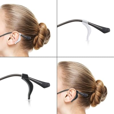 12 paar - Antislip oorhaakjes voor brillen - 6 paar zwart + 6 paar wit - 45 x 9,1 mm - Anti-val- en anti-val-artefact voor brillen - Siliconen bevestigingsaccessoires - Geschikt voor monturen van 6-12 mm - Comfortabel om te dragen