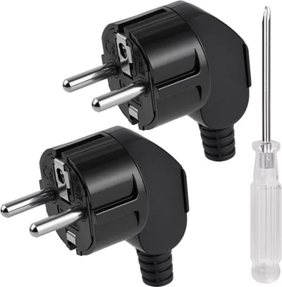 2x Geaarde Eurostekker Zwart - 16A 250V - Universele Stroomstekker voor Reparatie