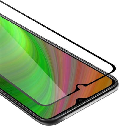 Cadorabo Screenprotector geschikt voor Oppo A12 Volledig scherm pantserfolie Beschermfolie in TRANSPARANT met ZWART - Gehard (Tempered) display beschermglas in 9H hardheid met 3D Touch