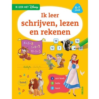 Disney Ik leer schrijven, lezen en rekenen (6-7 j.) Educatieve boeken (spelletjes en raadsels)