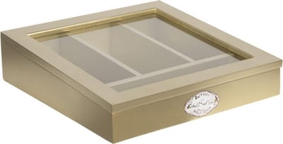 Clayre & Eef Bestekbak 30x30x8 cm Goudkleurig Hout