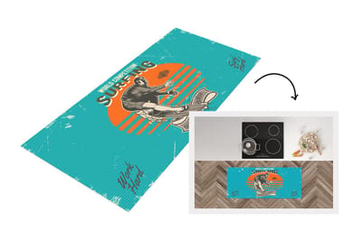 Keukenloper - Loper keuken - Vintage - Surf - Surfplank - 120x50 cm - Keukenloper vinyl
