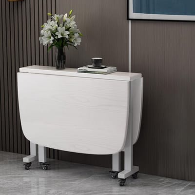 Klaptafel - Eettafel - Ruimtebesparend - Met wielen - 100x60 cm - Wit