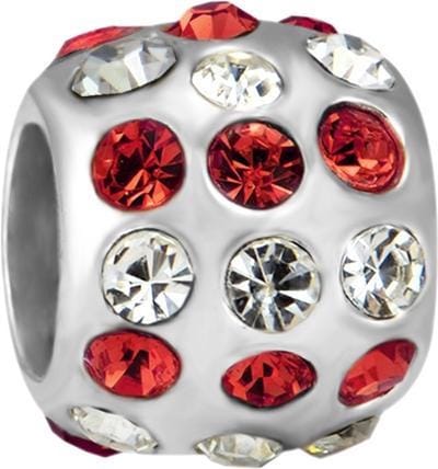 Quiges - 925 - Zilveren - Bedels -Sterling zilver - Beads - Zirkonia Rood Kraal Charm - Geschikt – voor - alle bekende merken - Armband Z219