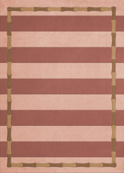 Layered Alice Crawley Bamboo Stripe Terracotta Vloerkleed - 180 x 270 cm - Rood,Roze - Rechthoekig - Wol - Slaapkamer, Woonkamer, Eetkamer - Strepen - Modern