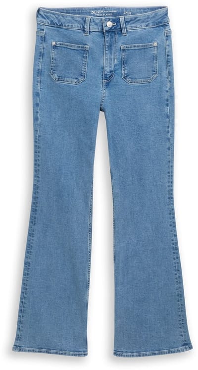 Tom Tailor Denim - TTAVA FLARED-jeans met opgezette zakken - Maat 31/32 - Light Stone Blue Denim