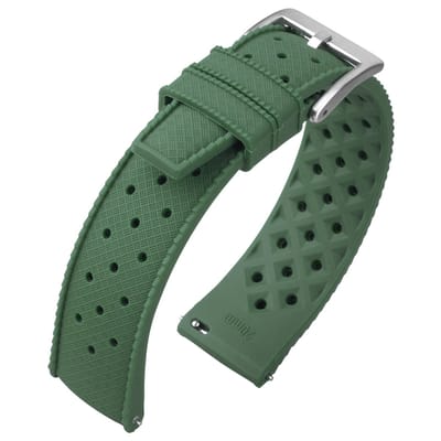 Tropic Style Basket Weave Horlogebandje Silicone Rubber - Makkelijk Zelf te Monteren - Groen 18mm