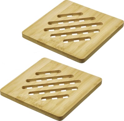 Westmark Onderzetters Tapas + Friends – vierkante onderzetters om de tafel te beschermen tegen krassen en brandplekken, ideaal voor de eettafel – bamboe, 17 x 17cm, 2 stuks