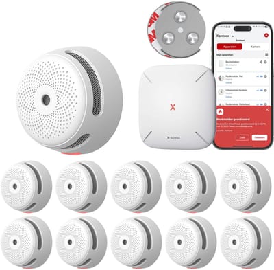 X-Sense Link+ Pro Slimme Rookmelder bundel zonder boren - 10 XS01-M Rookmelders en SBS50 Base Station - Met magneet montage - Werkt via app - WiFi gateway - Draadloos RF koppelbaar - Brandalarm - Smart home