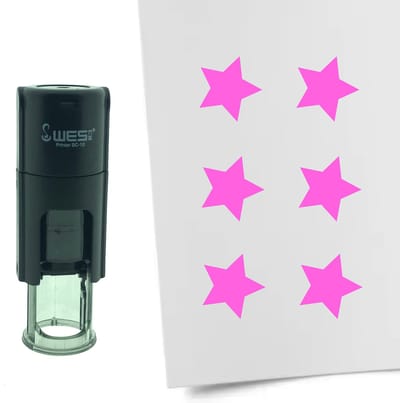 CombiCraft Stempel Ster of Sterretje 10mm rond - roze inkt