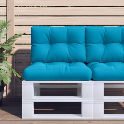 vidaXL - Palletkussen - 60x40x12 - cm - stof - lichtblauw
