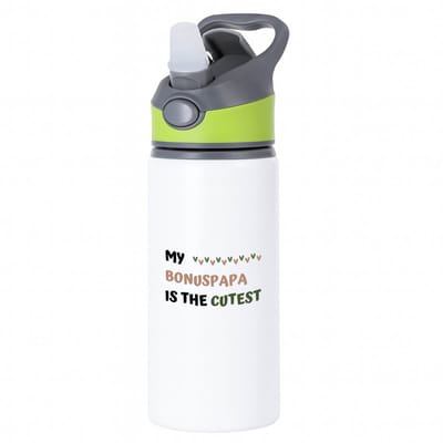 Hacebo® - my bonuspapa is the cutest waterfles met rietje groen - Papa - schattige bonusvader - vader cadeautjes - vaderdag - verjaardagscadeau - verjaardag - cadeau - geschenk - kado - gift - vader artikelen - water fles - 650ML