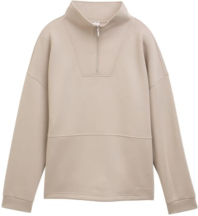 Tom Tailor - Scuba Troyer Sweatshirt - Maat XXL - soft taupe grey