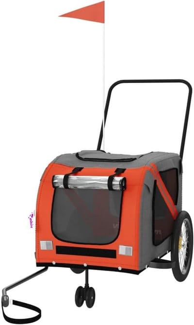 Hondenfietskar - Reiskar huisdier - Comfortabel reizen - Waterdichte hoes - 134 x 68 x 72 cm - Oranje grijs