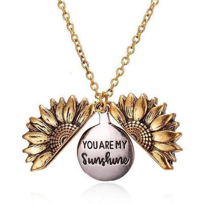 Zonnebloem Ketting met Hanger - Medaillon Goudkleurig - Cadeau voor Vriendin - Kasey