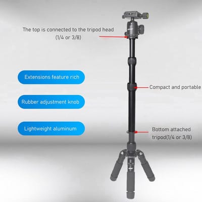 Telescopische Verlengstang voor Statief - 3 Delige Middenkolom voor Camera, Stabilisator en Smartphonehouder