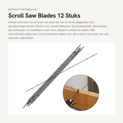 Dailygoods- Scrollzaagbladen 12 Stuks - Spiral Tanden - Voor Hout/Metaal/Kunststof - Gebruiksvriendelijk - Snelle Snede - Diverse Maten - Zaagbladen