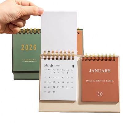Kalender 2026 - Bureaukalender - Mini bureaukalender - Maandkalender - Maandkalender 2026 - Jaarplanner - Met dagoverzicht - Met maandoverzicht - Met bladerfunctie - Draagbaar - Gebonden - Voor thuis - Kantoor - School - 2 Items - Groen en roze
