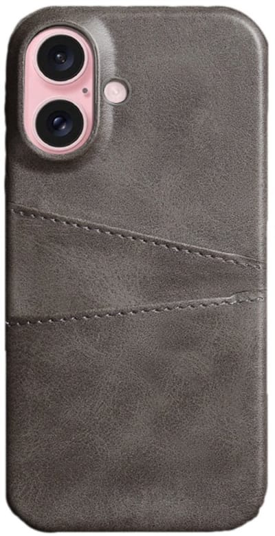 Mobiq - Leather Snap On Wallet geschikt voor iPhone 17 Hoesje - grijs