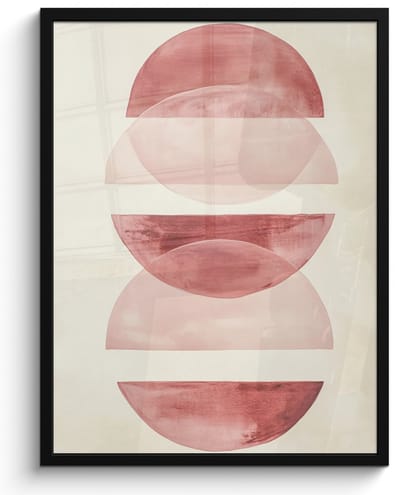 Poster in lijst - Fotolijst 50x70 cm - Posters - Minimalistisch - Cirkels - Roze - Posterlijst zwart - Decoratie - Wanddecoratie woonkamer - Muurdecoratie slaapkamer