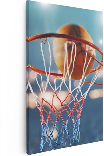 Artaza Canvas Schilderij Basketbalring - 20x30 cm - Klein - Muurdecoratie Sport - Wanddecoratie Woonkamer - Kamer Accessoires