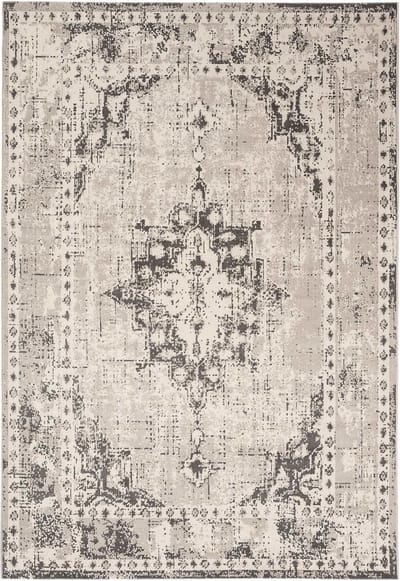 Easy Living - Revive-Rev-02 Vloerkleed - 160x230  - Rechthoek - Laagpolig,Vintage Tapijt - Klassiek - Antraciet, Grijs