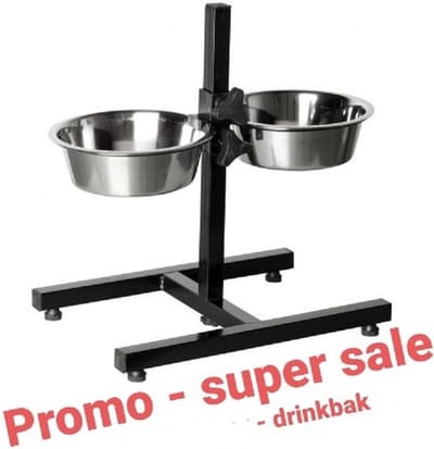 H-standaard hond 25 cm XL + 175gr Lakse Kronch original- formaat labrador voor volledige maat voering zie omschrijving - voerbak dinner set - eetbak in hoogte verstelbaar zwart - voerstandaard - hoogte 50 cm - kwaliteit A klasse - voerbak hond