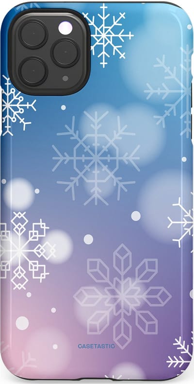 Casetastic hoesje geschikt voor Apple iPhone 11 Pro Max - Dubbellaagse bescherming - Winterse Sneeuwvlokken - Fashion Case - Lichtblauw Lavendel Lichtgrijs Lichtroze