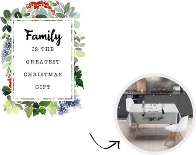 Kerst Tafelkleed - Kerstmis Decoratie - Tafellaken - Planten - Kerst - Quote - Familie - 220x150 cm - Kerstmis Versiering