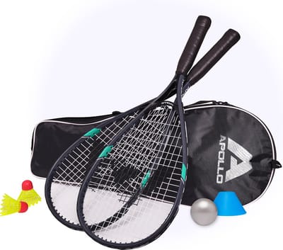 Apollo Badmintonset | Badmintonracket in Verschillende Kleuren | Shuttlecock Spelen | Badmintontas met Badmintonshuttles en Badmintonracket | Set voor Squashracket | Badmintonset voor Kinderen