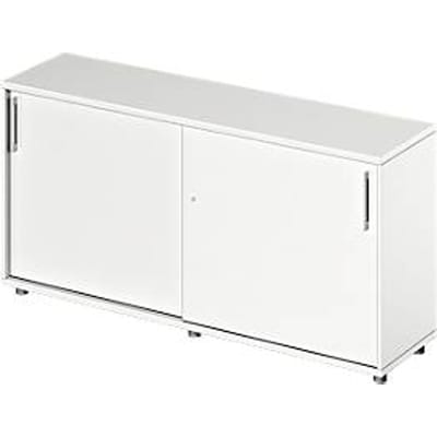 Schäfer Shop Genius Schuifdeurkast TETRIS WOOD, 2 ordnerhoogten, B 1600 mm, hoogte incl. glijders, wit