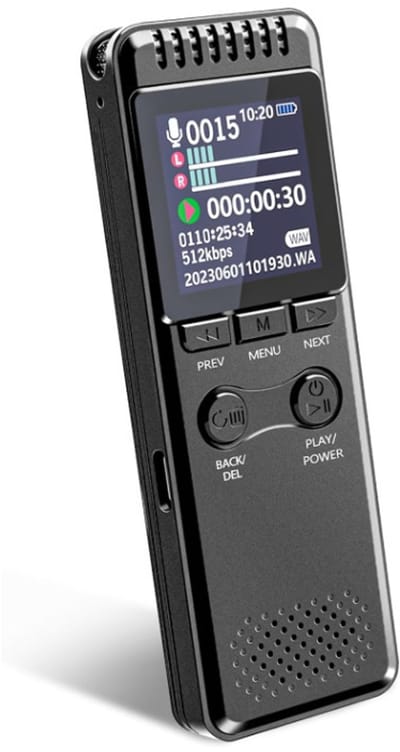 Crrynuo - Voice Recorder Dictafoon MP3-Speler - Zwart - HD Opname Ruisonderdrukking USB Oplaadbaar Draagbaar - groot kleurenscherm - 130 uur - 28 talen