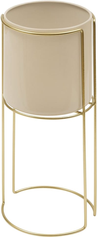 Atmosphera Bloempot/Staanders - Set van 2 stuks - Ø28xH55cm - Beige/Goud